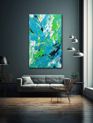 Green Blue Drip Painting