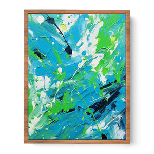 Green Blue Drip Painting Poster