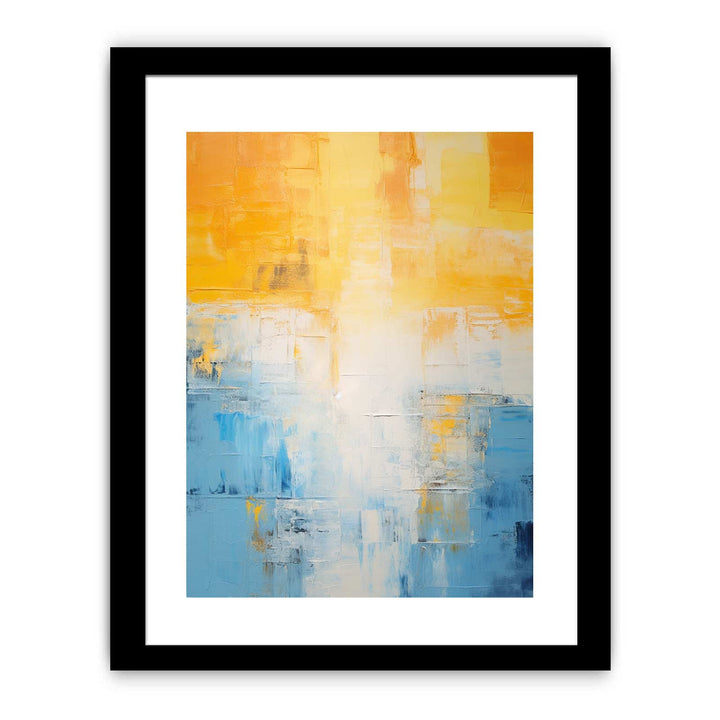 Yellow Blue Abstract Knife Art Painting Framed Print