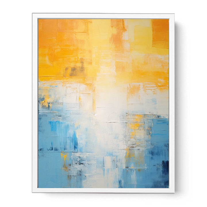 Yellow Blue Abstract Knife Art Painting  Canvas Print