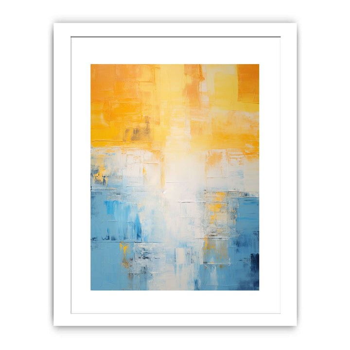 Yellow Blue Abstract Knife Art Painting  Poster