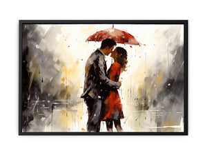 Red Couple Art Painting Canvas Print