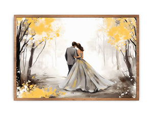 Golden Fall Love Art Poster