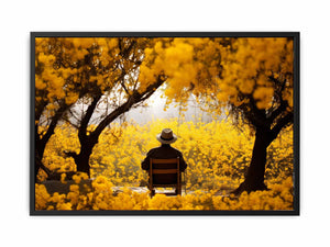 Me & Yellow Flowers in Autumn Canvas Print
