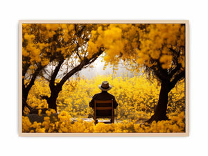 Me & Yellow Flowers in Autumn Streched canvas