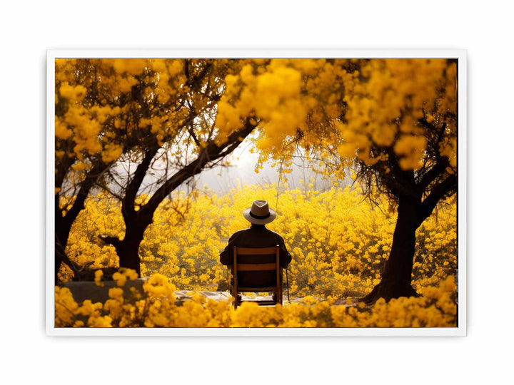 Me & Yellow Flowers Painting   Canvas Print