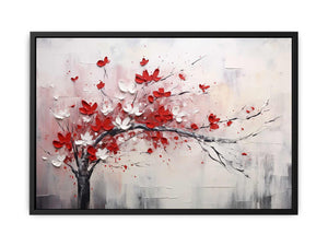 Red White Tree Abstract Canvas Print
