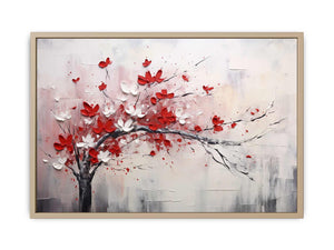 Red White Tree Abstract Art Print