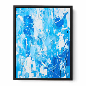 Blue White Color Drip Canvas Print