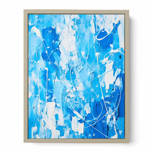 Blue White Color Drip Art Print