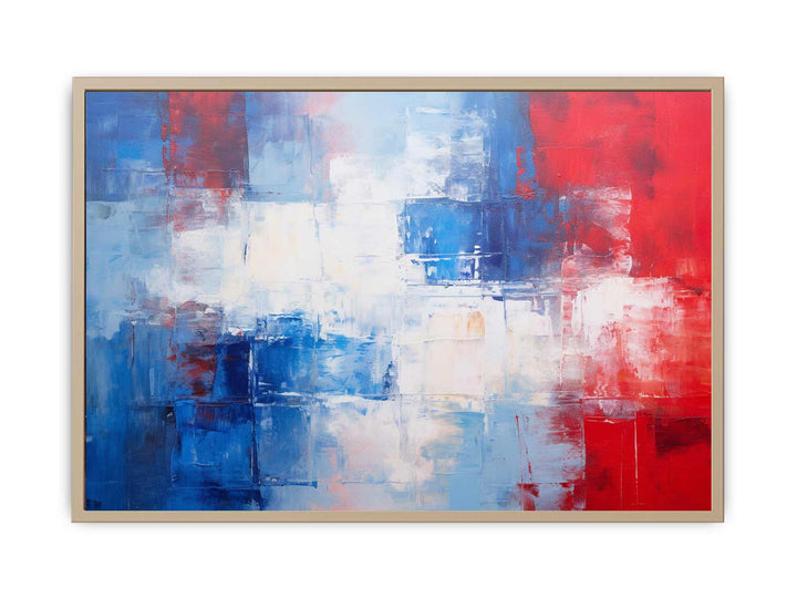 Blue Red  Abstract Art Painting Framed Print