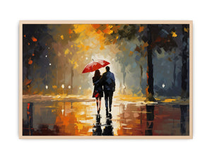 Couple Under Umbrella Art Streched canvas