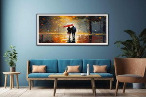 Couple Under Umbrella Art Painting