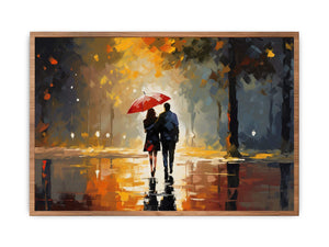 Couple Under Umbrella Art Poster
