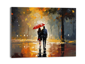 Couple Under Umbrella Art Painting