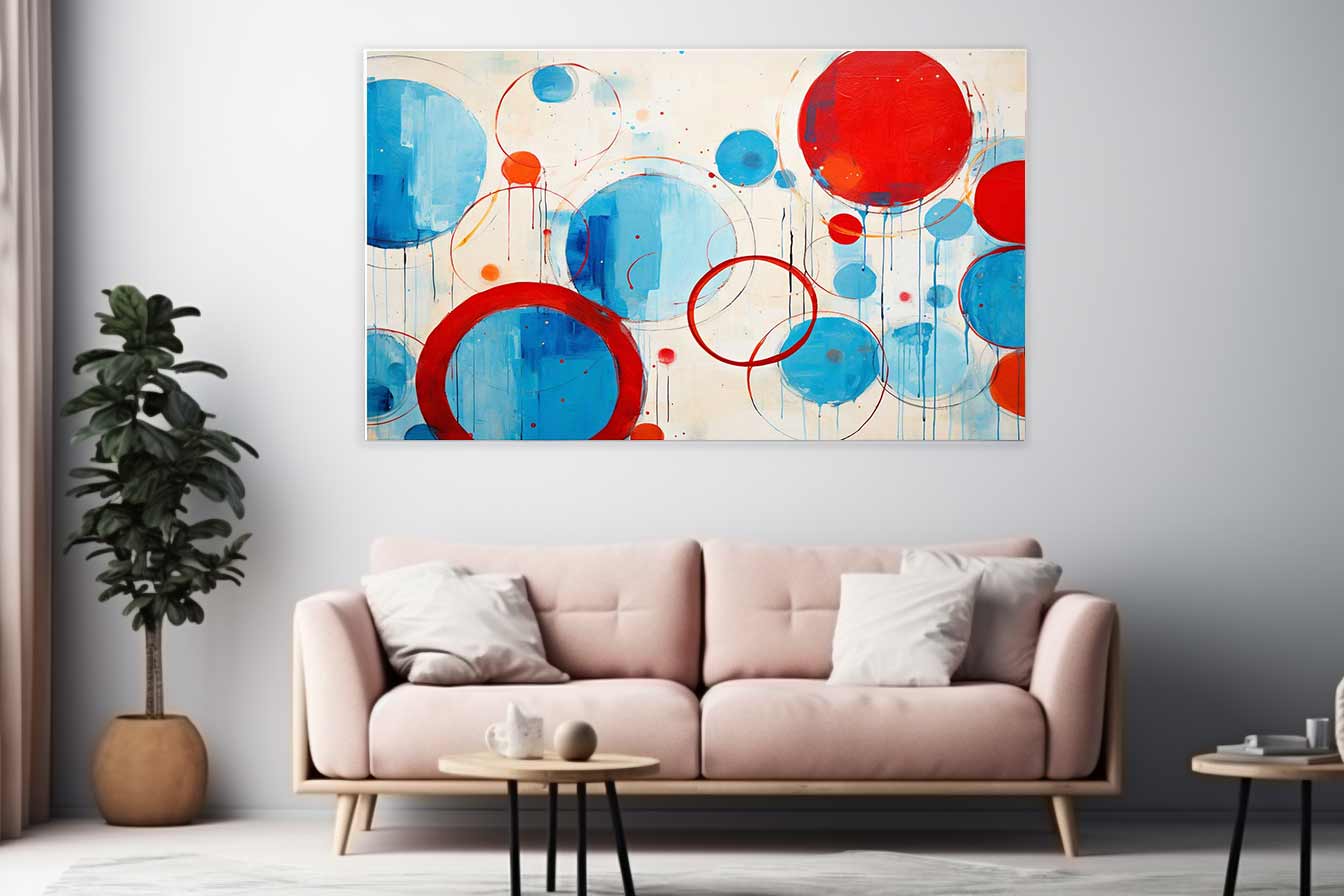 Blue Red Circle Abstract Painting