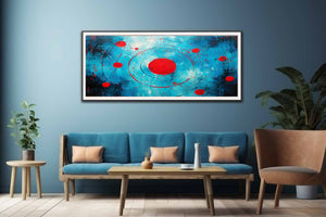 Red Black Abstract Circles Painting