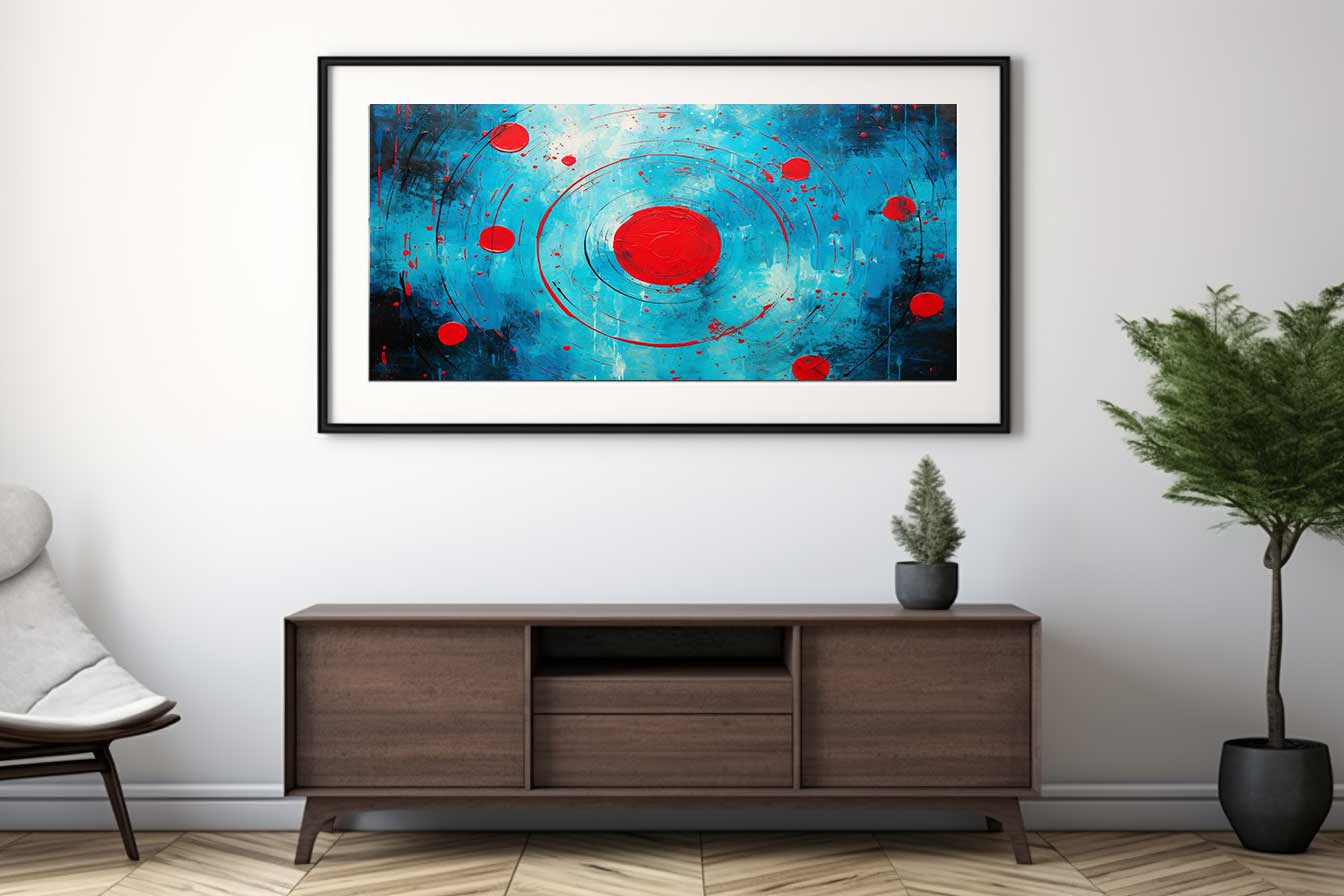 Red Black Abstract Circles Painting