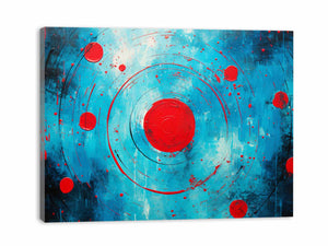 Red Black Abstract Circles Painting