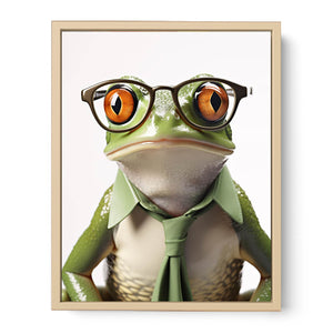 Frog with Galsses Streched canvas