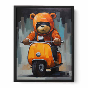 Bear on Scooter Canvas Print