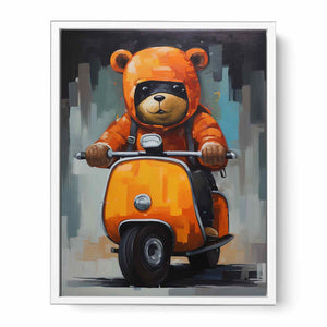 Bear on Scooter Framed Print