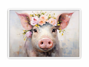 Pig Flower Modern Art Painting Framed Print