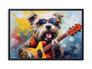 Dog Playing Guitar Modern Art Canvas Print