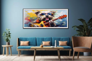 Dog Playing Guitar Modern Art Painting