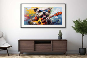 Dog Playing Guitar Modern Art Painting