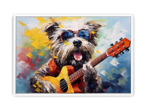 Dog Playing Guitar Modern Art Framed Print