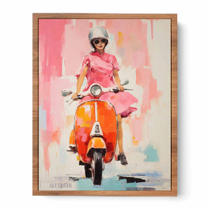 Modern Scooter Lady Art Painting Poster