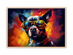 Dog with Glasses Streched canvas