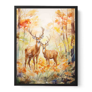 Two Deer Modern Art Painting Canvas Print