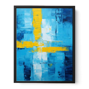 Abstract Blue Yellow Knife Art Painting Canvas Print