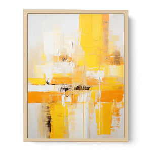Abstract Yellow White Painting Streched canvas
