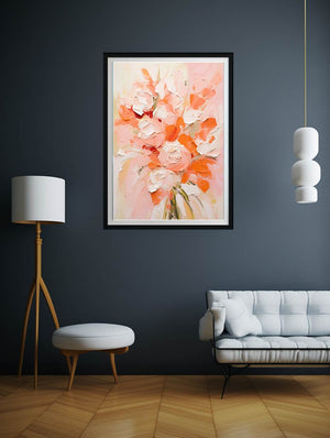 Peach Abstract Roses Painting