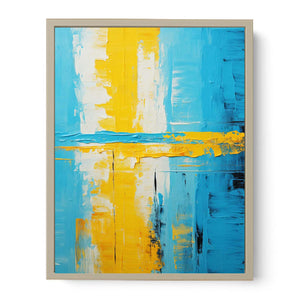 Abstract Knife Art Blue Yellow Painting Art Print
