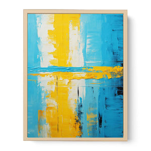 Abstract Knife Art Blue Yellow Painting Streched canvas