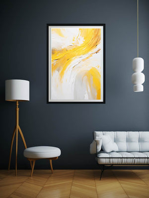 Yellow Abstract Art Strokes Painting