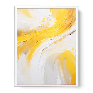 Yellow Abstract Art Strokes Painting Framed Print