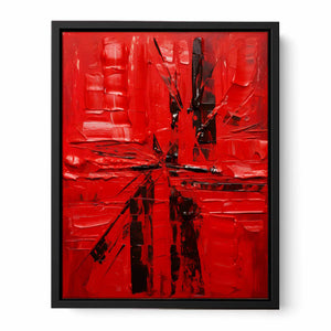 Red Abstract Knife Art Painting Canvas Print