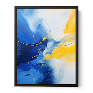 Abstract Blue Yellow Painting Canvas Print