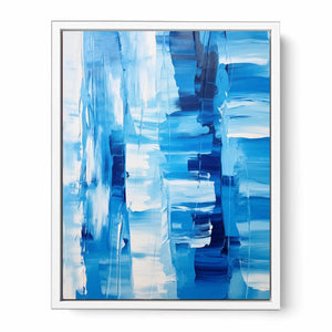 White Blue Abstract Painting Framed Print