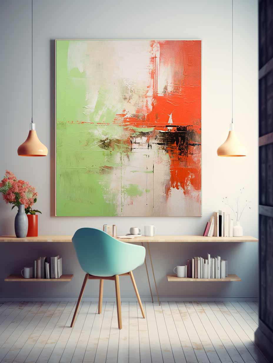 Abstract Painting Red Green Painting