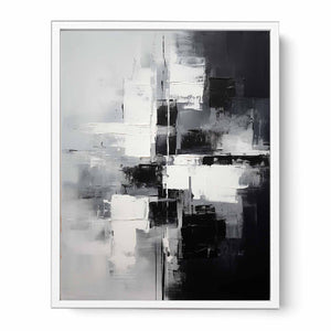 Black And Grey Abstract Painting Framed Print
