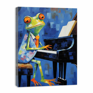 Frog Playing Piano Painting