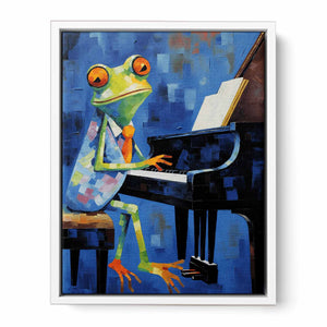 Frog Playing Piano Framed Print