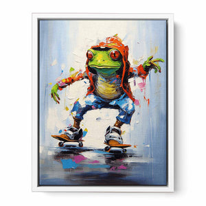 Skateboarding Frog Contemporary Art Framed Print