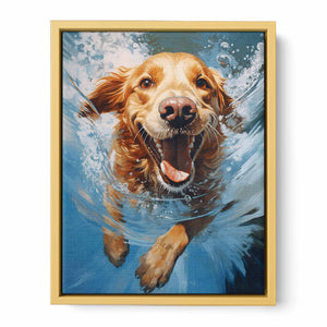 Dog Swimming Modern Painting Streched canvas